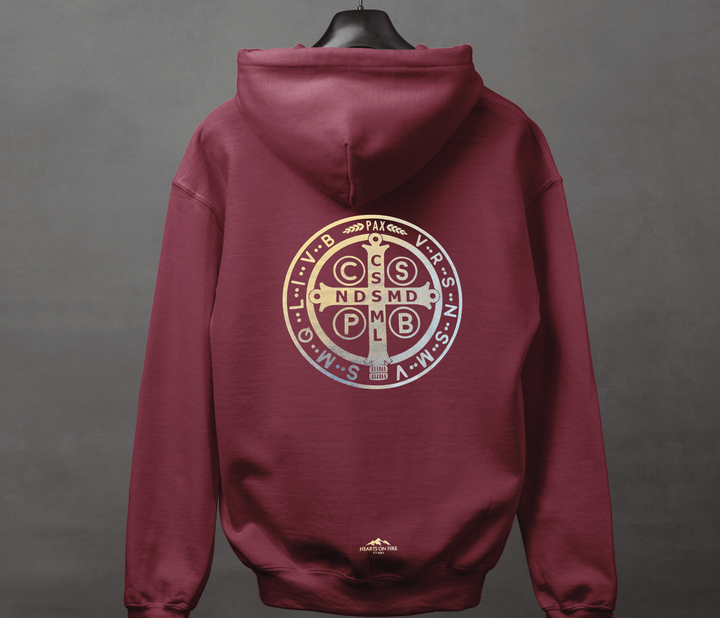 Benedict St Medal, Silver Hoodie