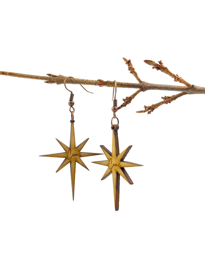 "Come" Adore with Nativity Star earrings