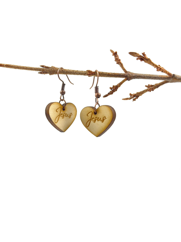 "Jesus in My Heart" Wooden Earrings