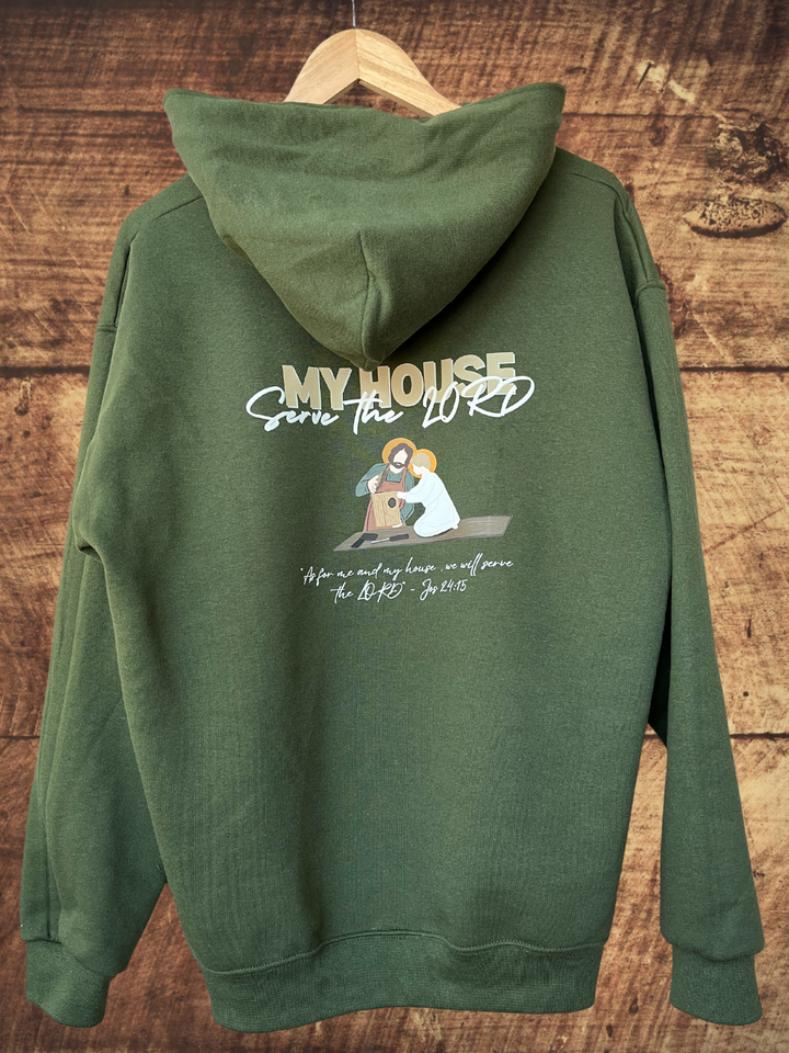 St Joseph & Jos 24:15 quote Green Hoodie