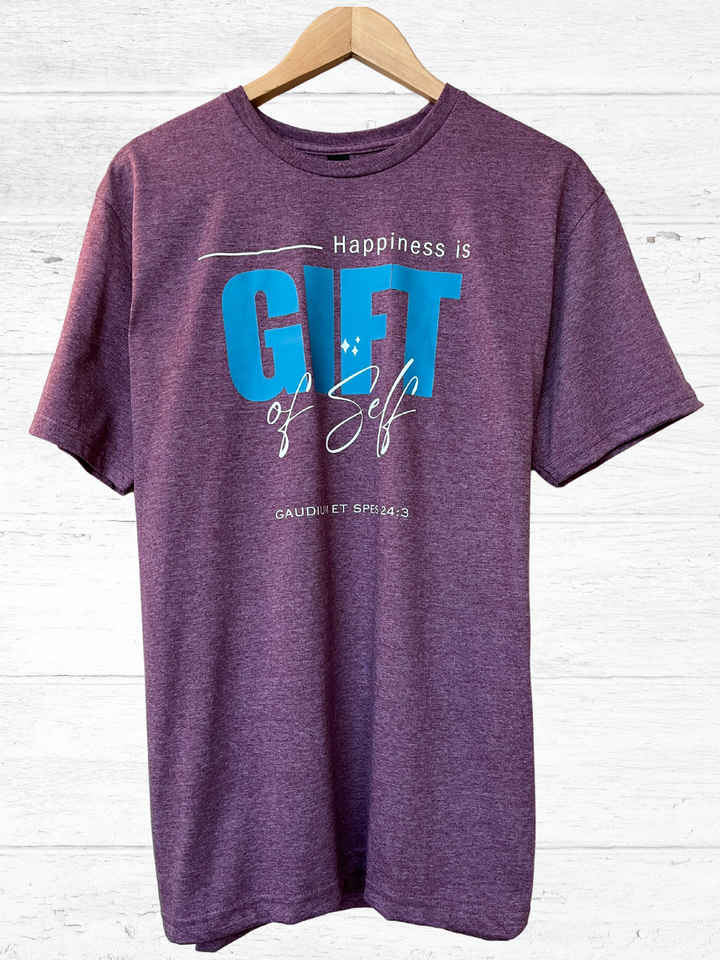 Gift of Self is Happiness Heather Mauve T Shirt