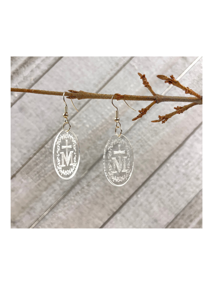 To Jesus through Mary, earrings clear