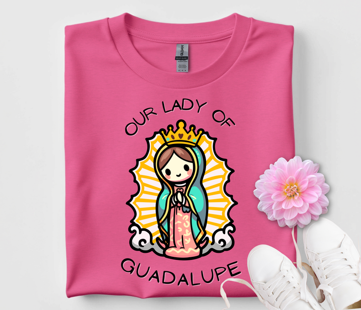 Kids Our Lady of Guadalupe , pink T Shirt