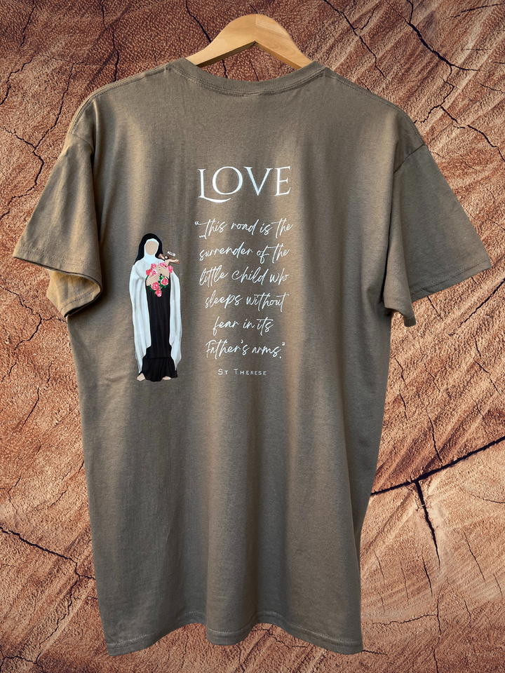 St Therese Surrender of Love Brown Savana T Shirt