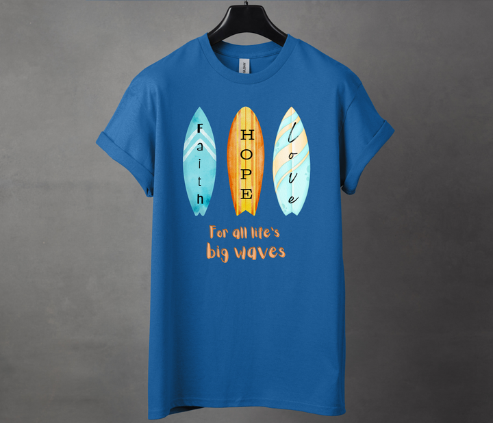 Faith Hope Love, blue T Shirt