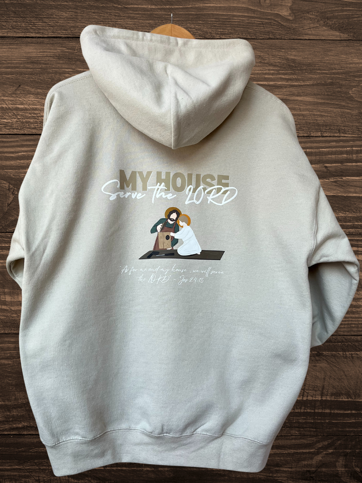 St Joseph & Jos 24:15 quote Tan Hoodie