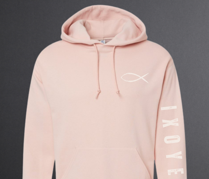 Jesus Fish, Blush Hoodie