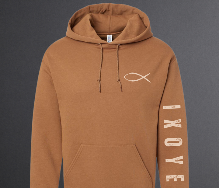 Jesus Fish, Brown Hoodie