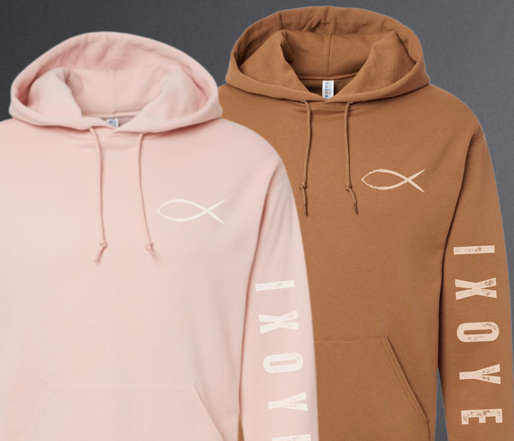 Jesus Fish, Blush Hoodie