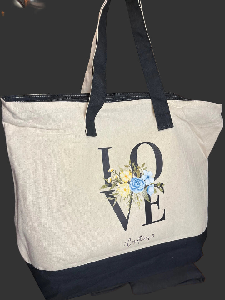 LOVE 1 Cor 13, Tote Bag Zippered