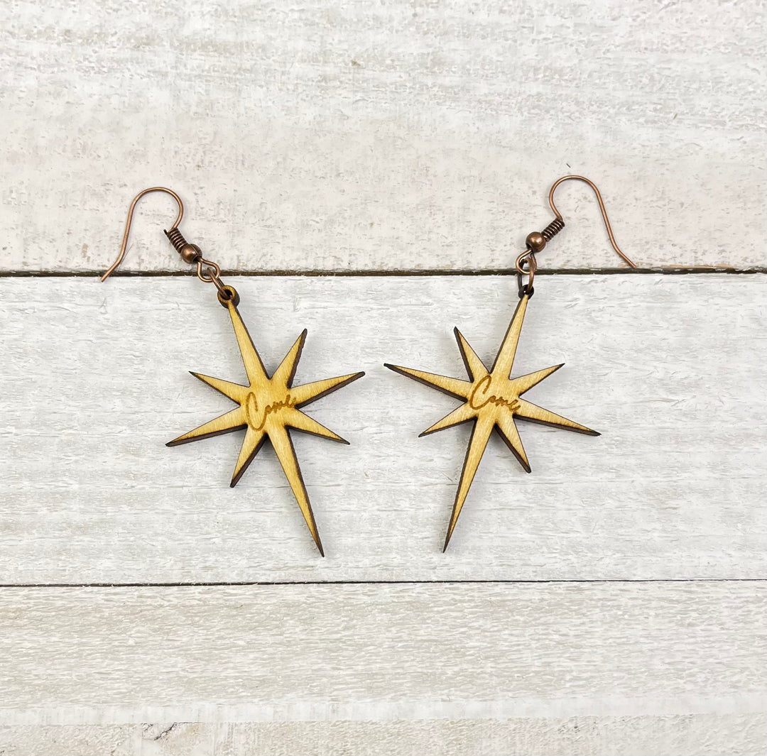 "Come" Adore with Nativity Star earrings