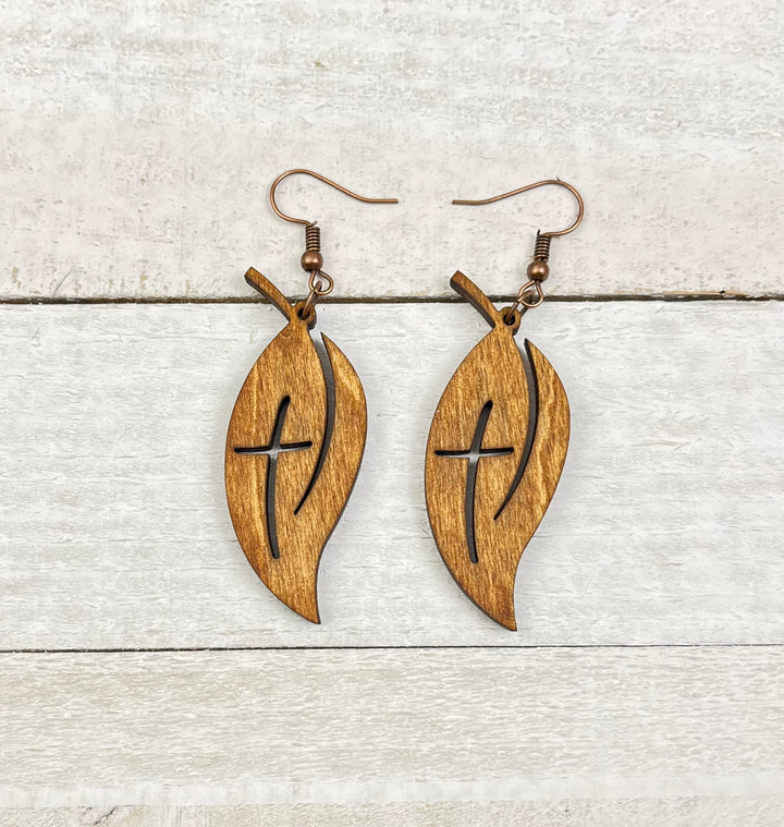 "Cross leaf" earrings