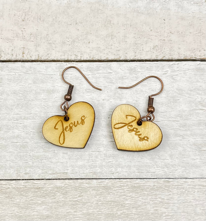 "Jesus in My Heart" Wooden Earrings