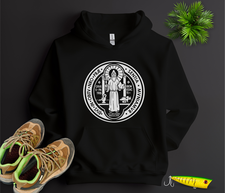 Kids Hoodie St Benedict Medal, Black