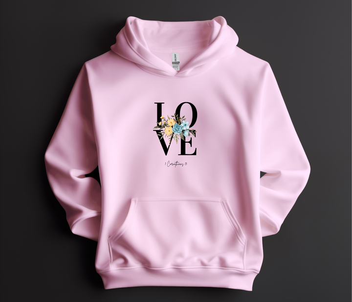 LOVE, 1 Cor 13, Pink Hoodie