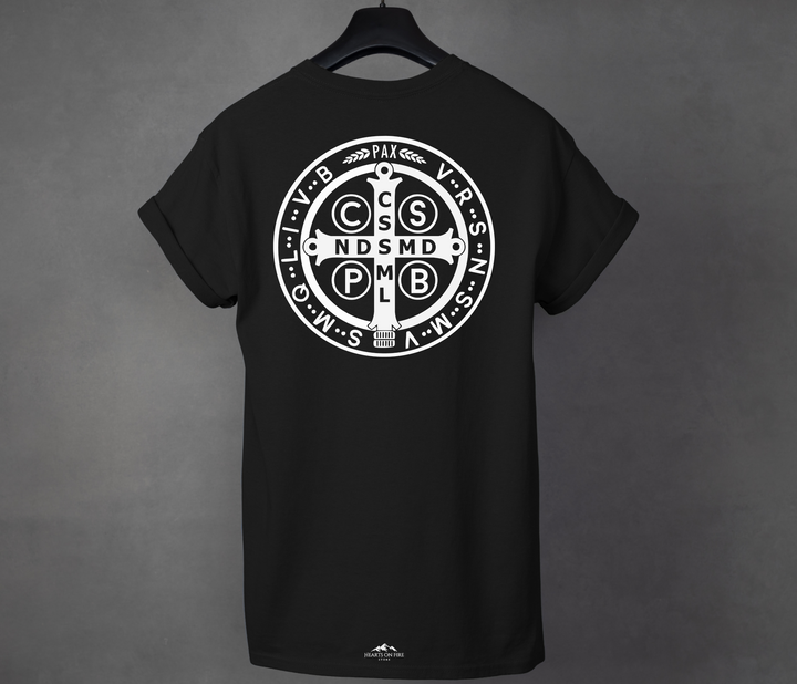 Benedict St. Medal, Black T-shirt