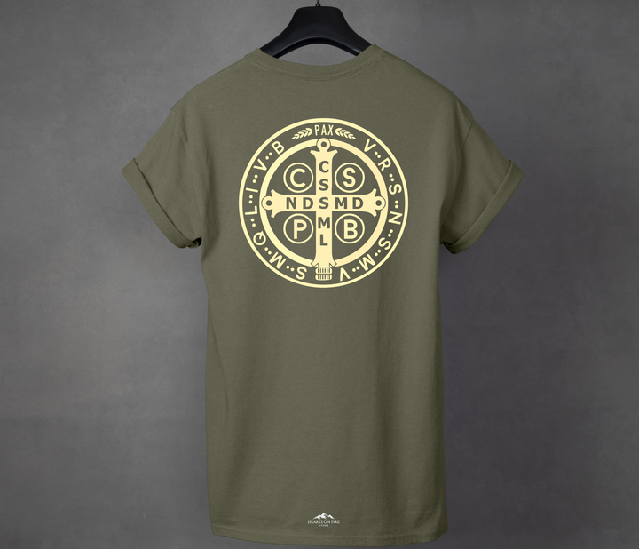 Benedict St. Medal, Green T-shirt