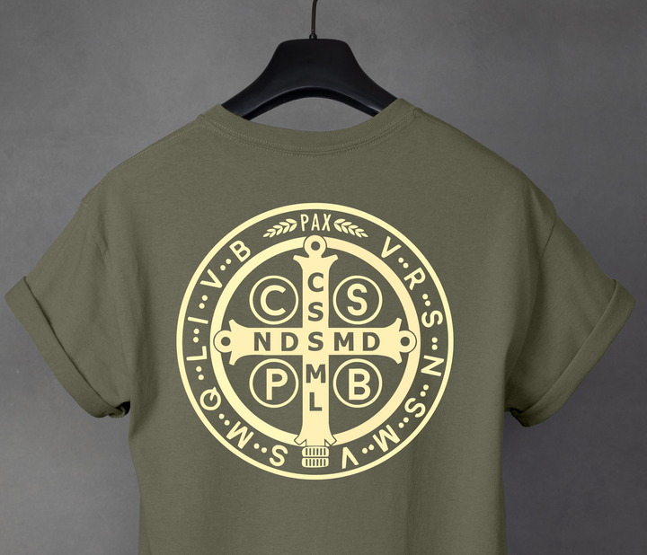 Benedict St. Medal, Green T-shirt