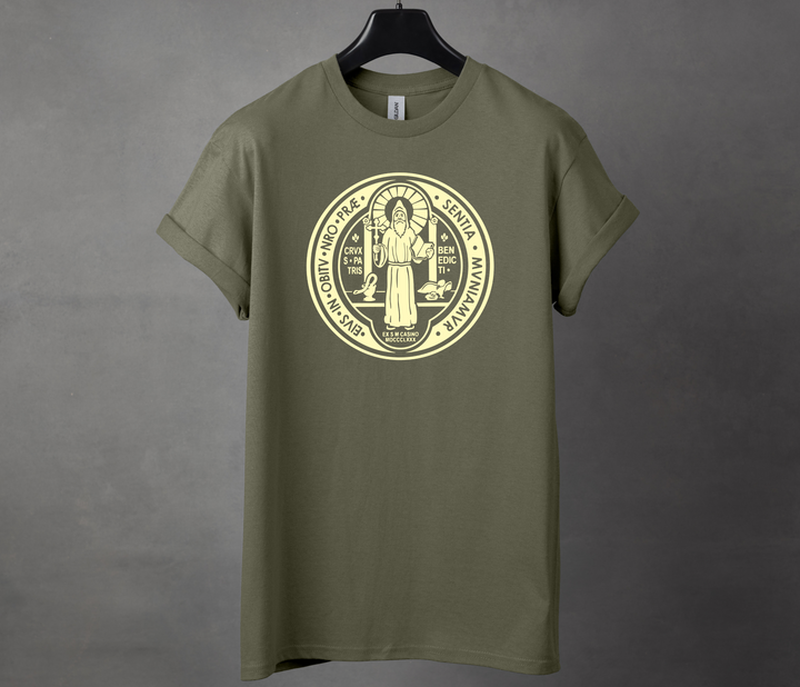 Benedict St. Medal, Green T-shirt