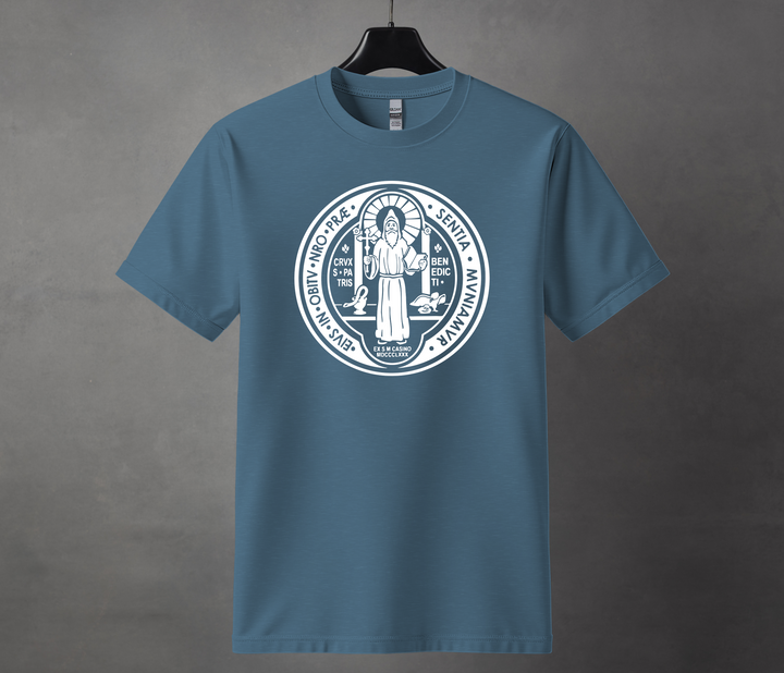Benedict St. Medal, Indigo T-shirt