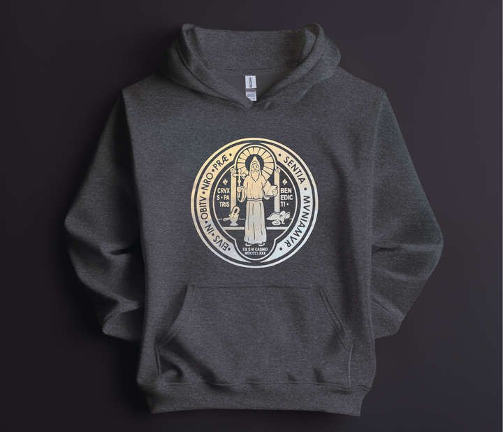 Benedict St Medal, Silver Hoodie