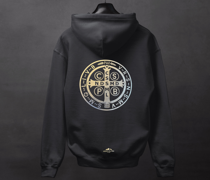 Benedict St Medal, Silver Hoodie