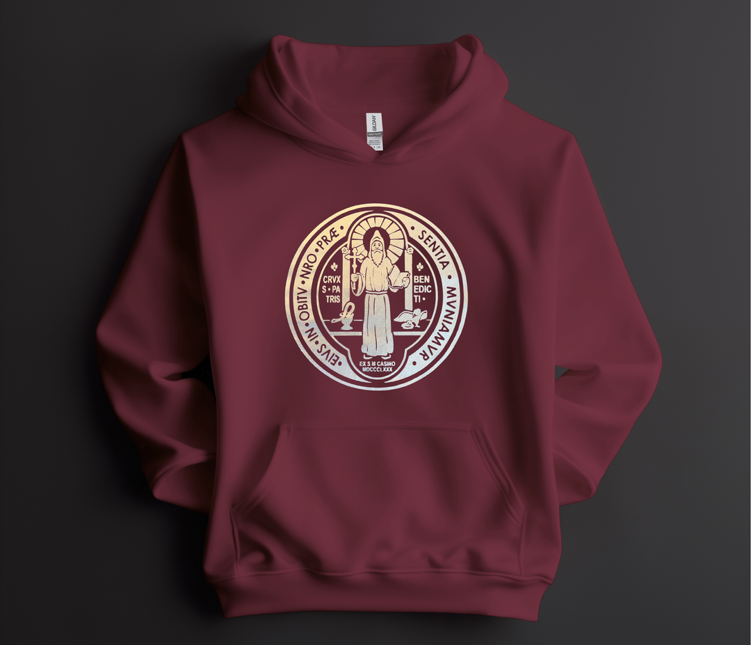 Benedict St Medal, Silver Hoodie