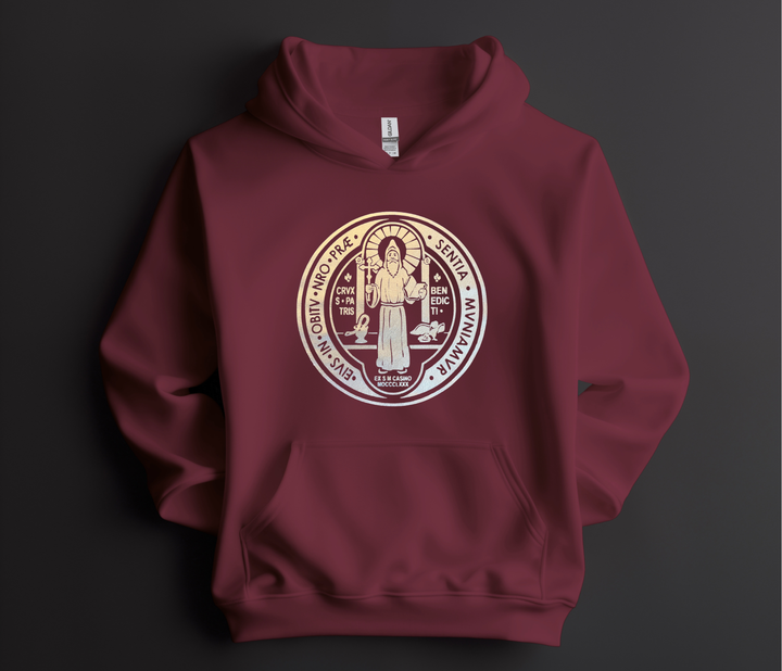 Benedict St Medal, Silver Hoodie